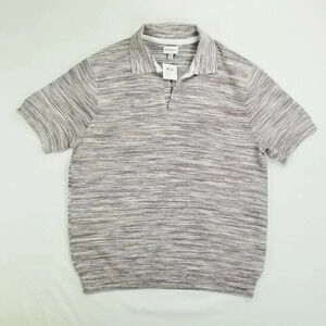Club Monaco Medium Men's Purple Violet Stripe Chandails Long Sleeve Polo Sweater